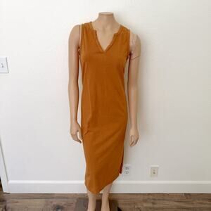 [Pact] Organic Cotton Frame V-Neck Side Slit Sleeveless Midi Dress Size Medium M